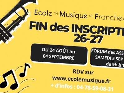 FIN des INSCRIPTIONS 26-27